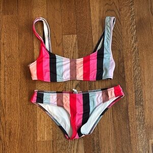 Solid & Striped Multicolor Bikini Set